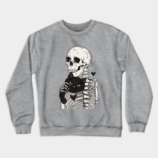 Skeleton and cat Crewneck Sweatshirt